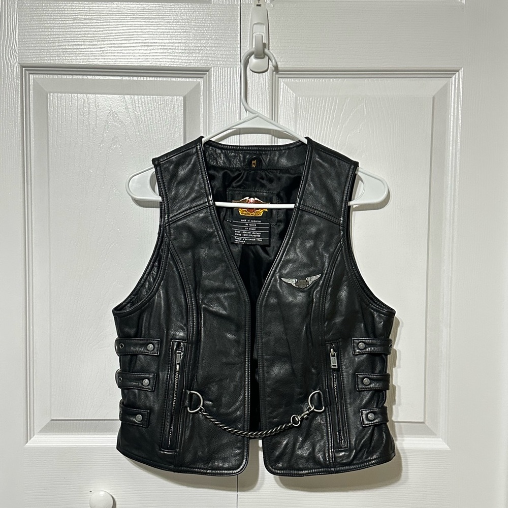Vintage Harley-Davidson Black Genuine Leather Vest